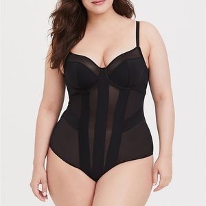 Black Mesh Strappy Bodysuit